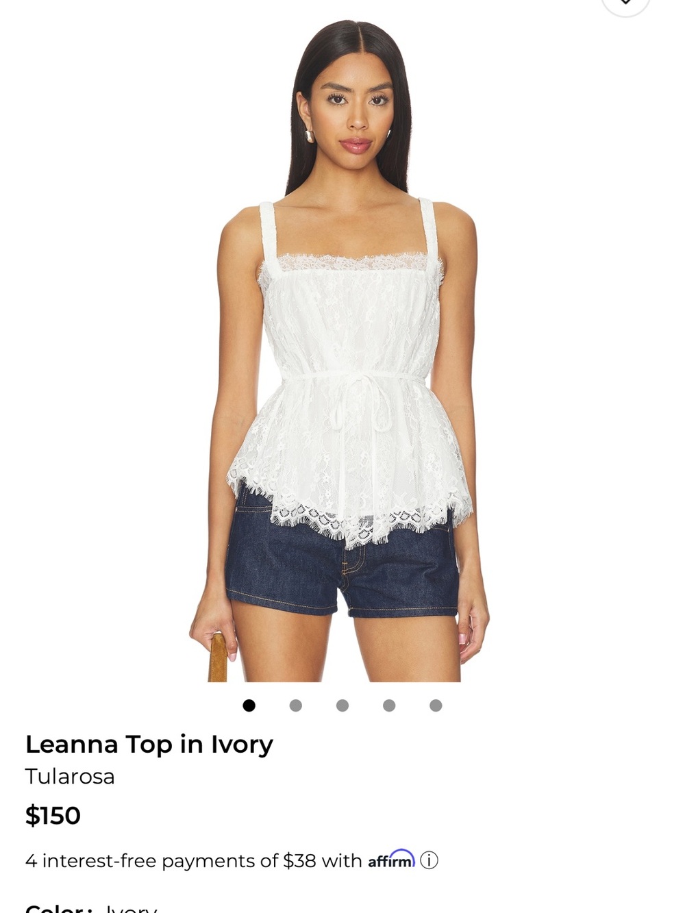 Tularosa Ivory Lace Peplum Camisole